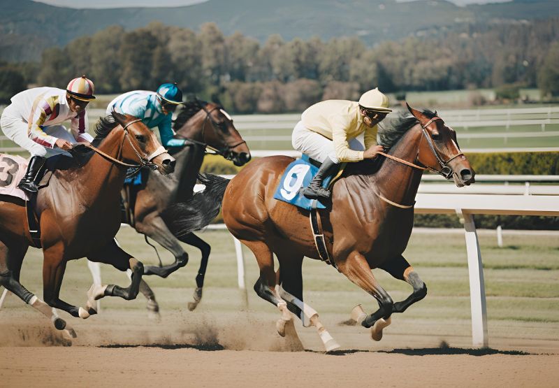 競争している競馬